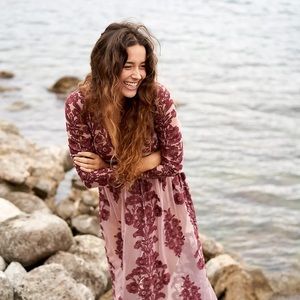 For Love and Lemons Temecula Maxi Dress Berry Size Large